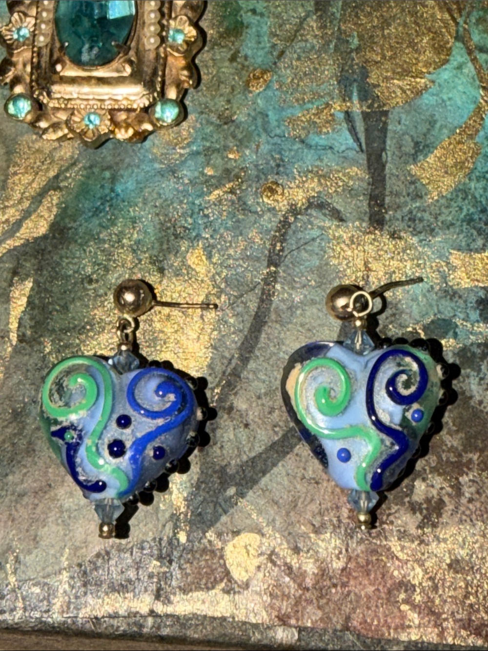 Hearts pierced earrings blown glass
